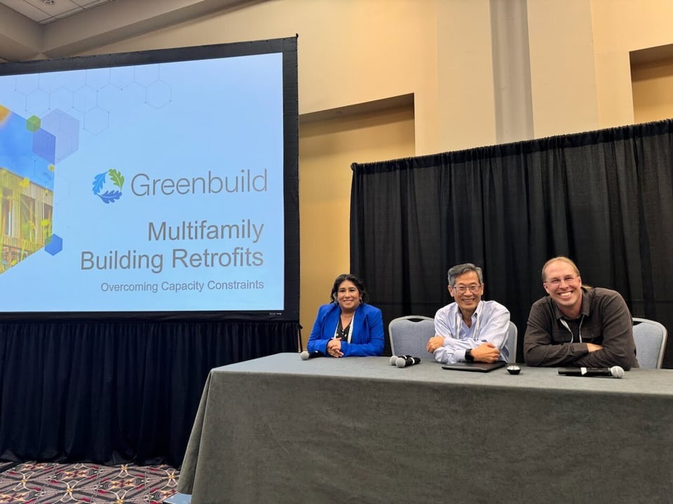 Photo of ProspectSV, IDeAs Consulting, and Redwood Energy at GreenBuild last year!